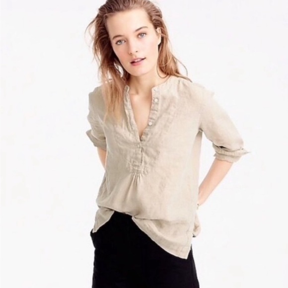 J. Crew Tops - J. Crew | Baird McNutt Irish Linen Top Long Sleeve Blouse Size 14T